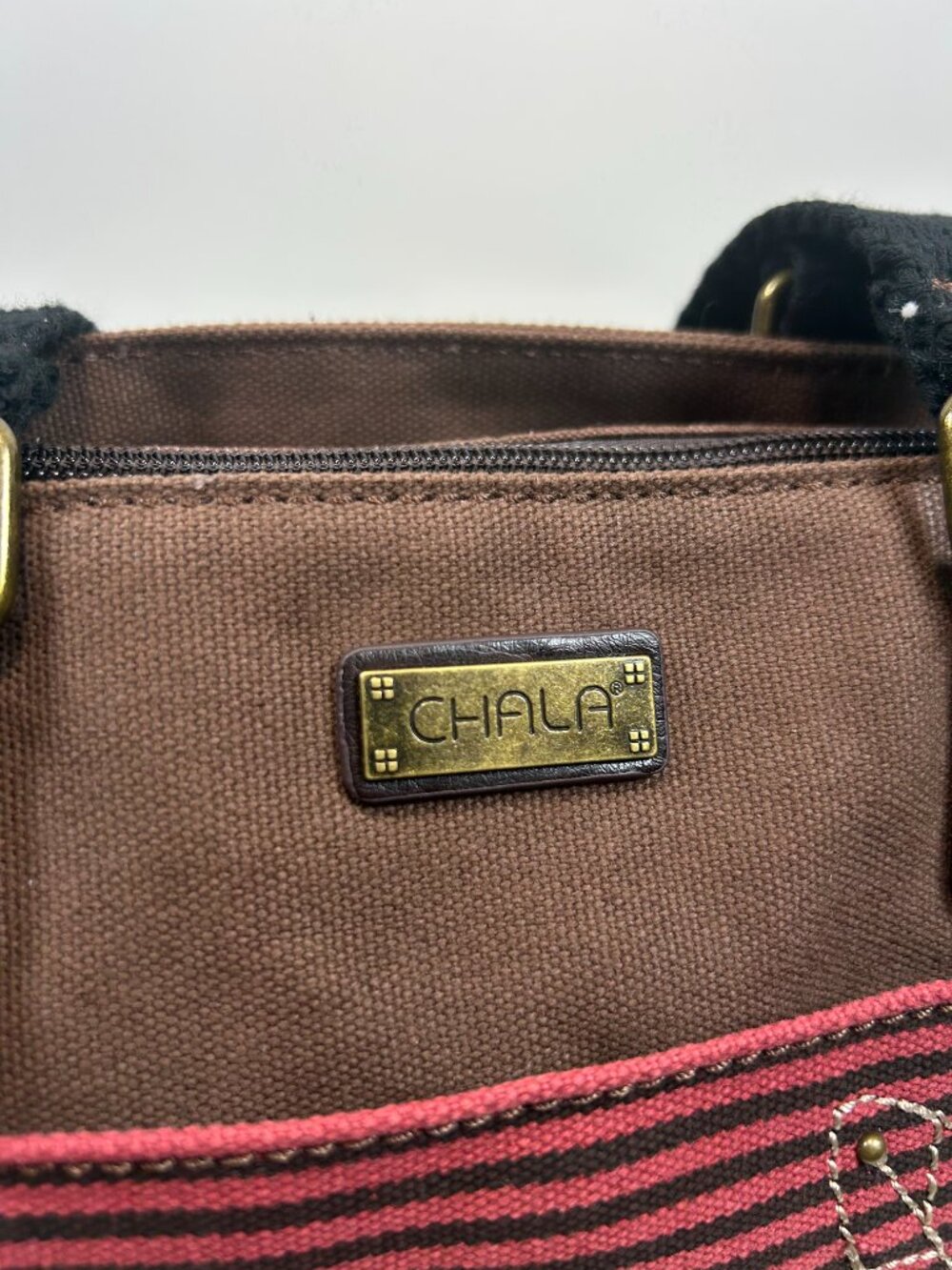 CHALA Cardinal Work Tote Faux Leather & Canvas Applique` Crossbody Shoulder Bag - Picture 8 of 14